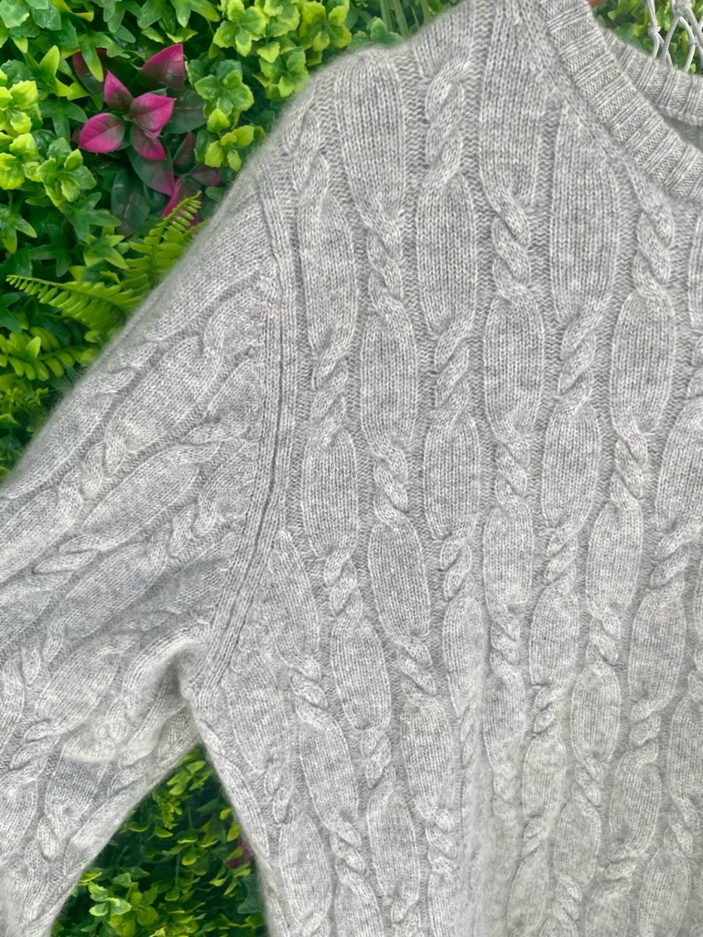 Precious Fibers 100% Cashmere Cable Knit Sweater Gray Size 1X Luxury Soft - Picture 4 of 6